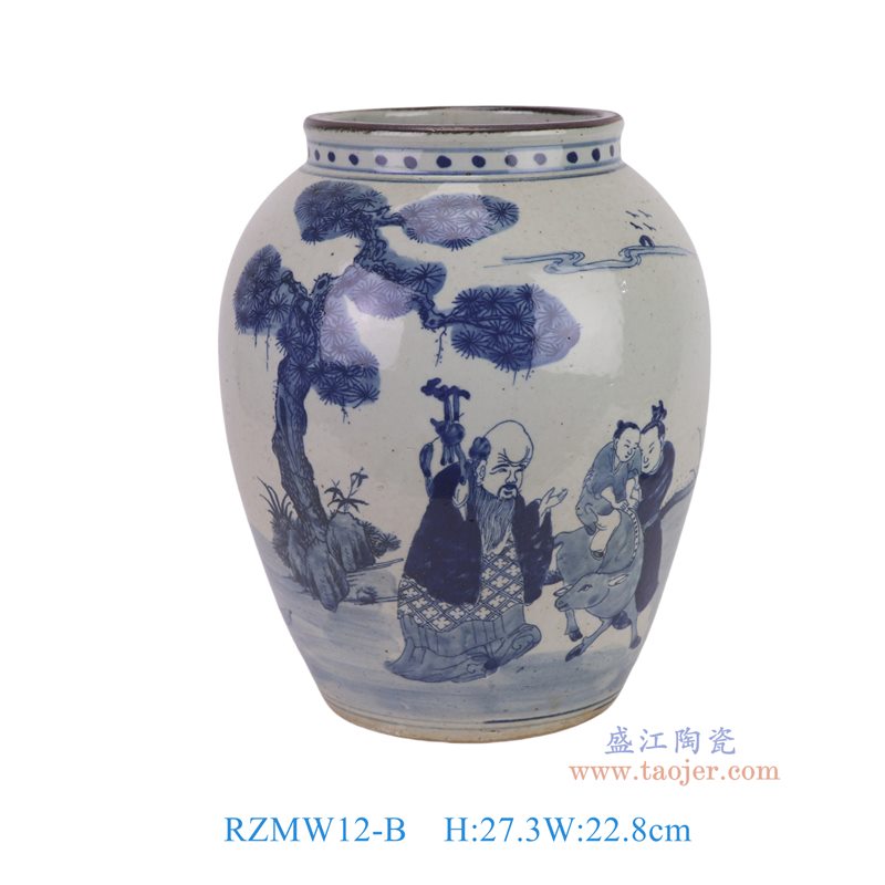 RZMW12-B青花人物冬瓜罐