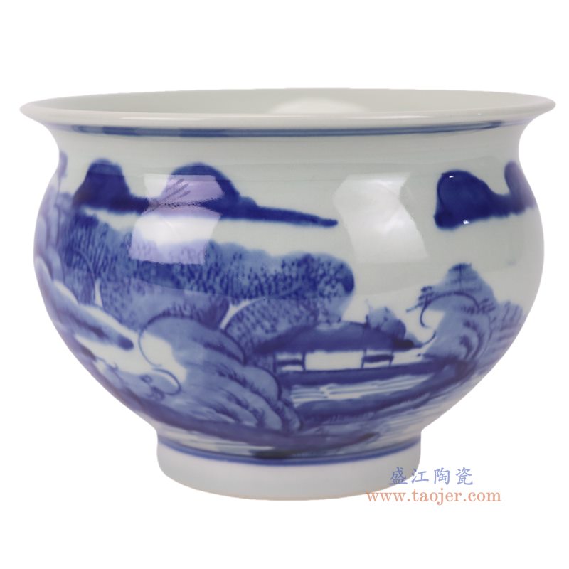 RZHC05-A 青花山水香炉水浅缸