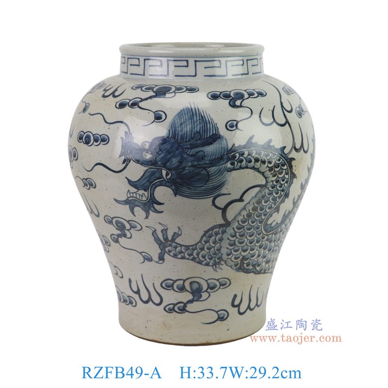 RZFB49-A    脚踩泥龙纹无盖将军罐