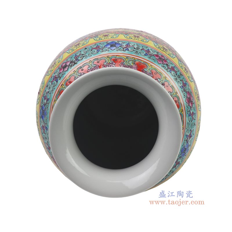 RXCV08-B   粉彩红底花卉蝙蝠纹冬瓜瓶
