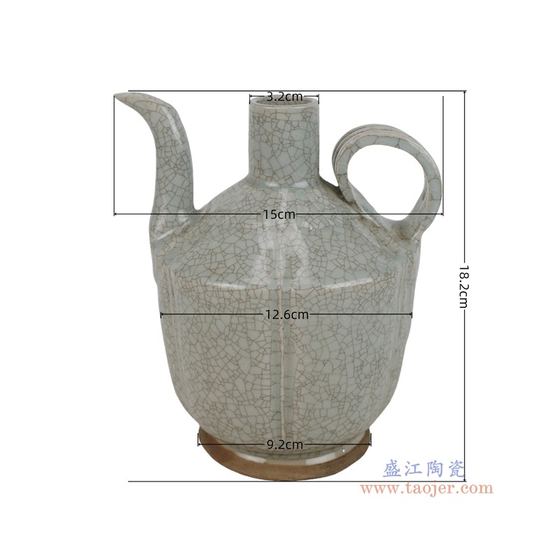RXER01-A   仿宋湖田窑开片莲花狗头壶温酒壶