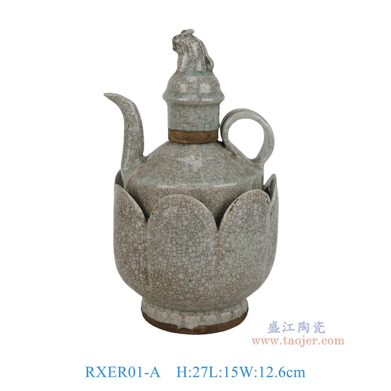 RXER01-A   仿宋湖田窑开片莲花狗头壶温酒壶