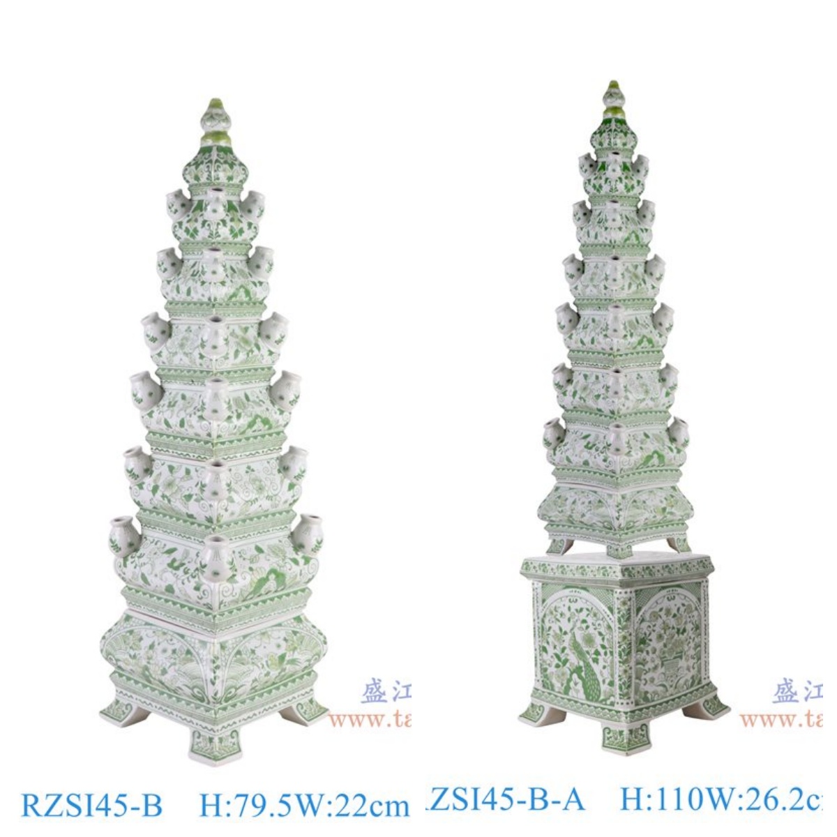 RZSI45-B-A_RZSI45-B  绿色花叶纹宝塔（底座款或无底座）