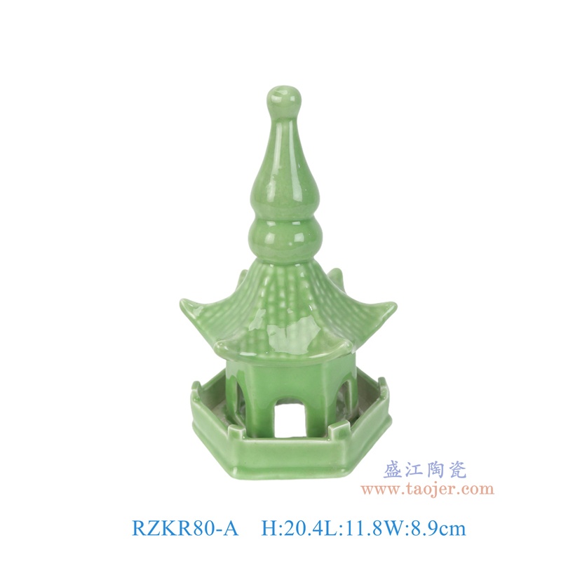 RZKR80-A 绿釉宝塔顶
