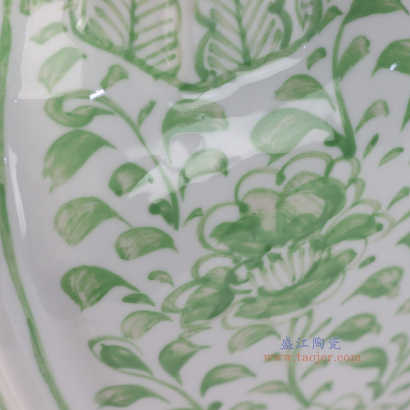 RZKR13-B 绿色花叶纹多口六方赏瓶异形花瓶