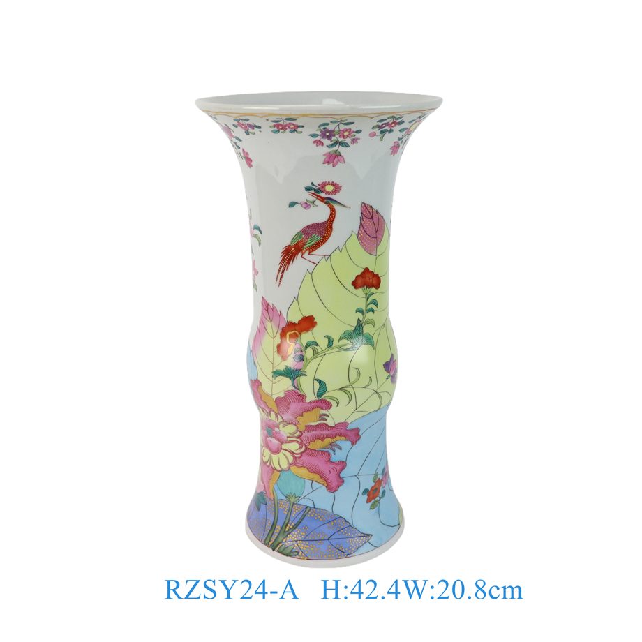 RZSY24-A 粉彩烟叶凤凰花鸟花菇