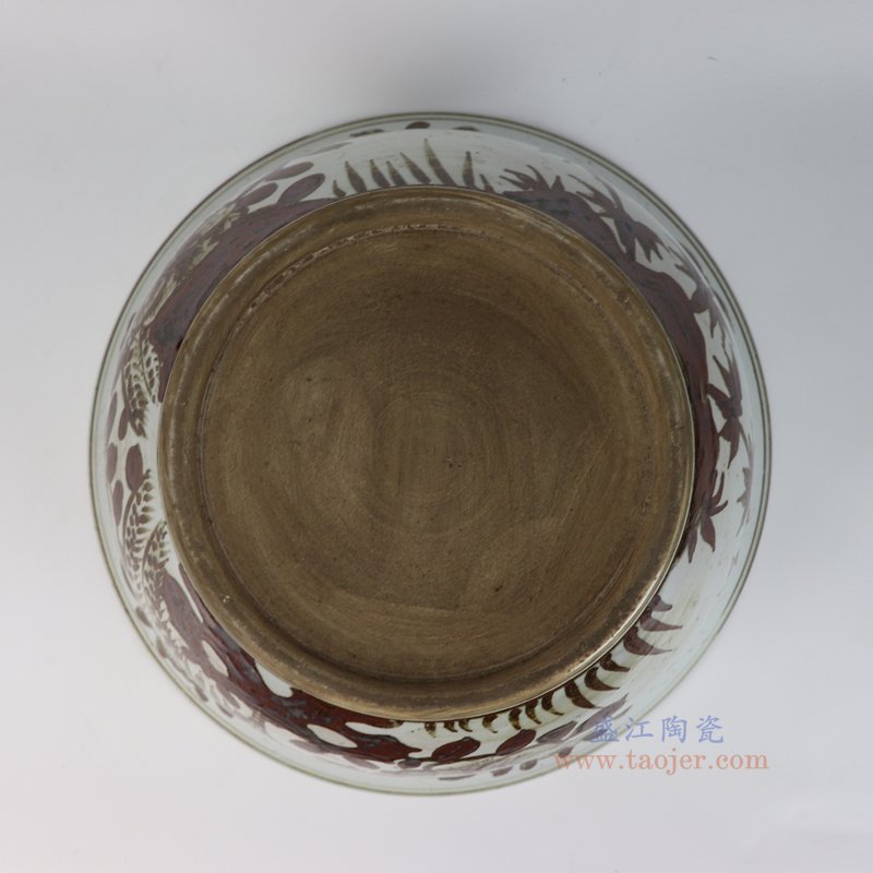 RZSX135-i 仿古脚踩泥铁锈红花鸟大碗