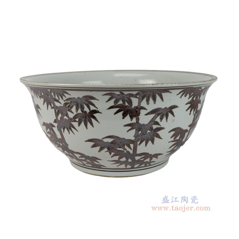 RZSX135-H 仿古脚踩泥铁锈红竹纹大碗