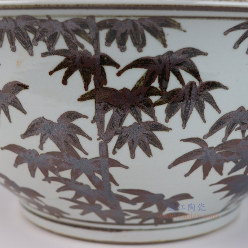 RZSX135-H 仿古脚踩泥铁锈红竹纹大碗