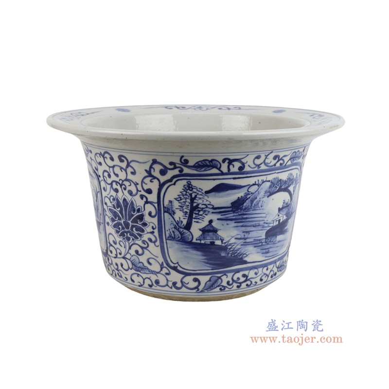 RZFH46-A 青花缠枝莲开窗宽口缸