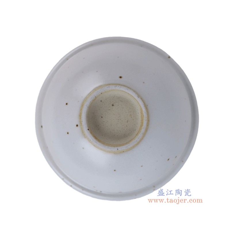 RXDW56-A    复古白色黑斑点卷口碗小缸