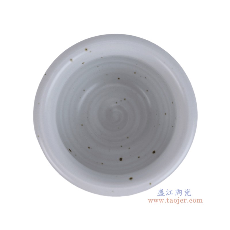 RXDW56-A    复古白色黑斑点卷口碗小缸