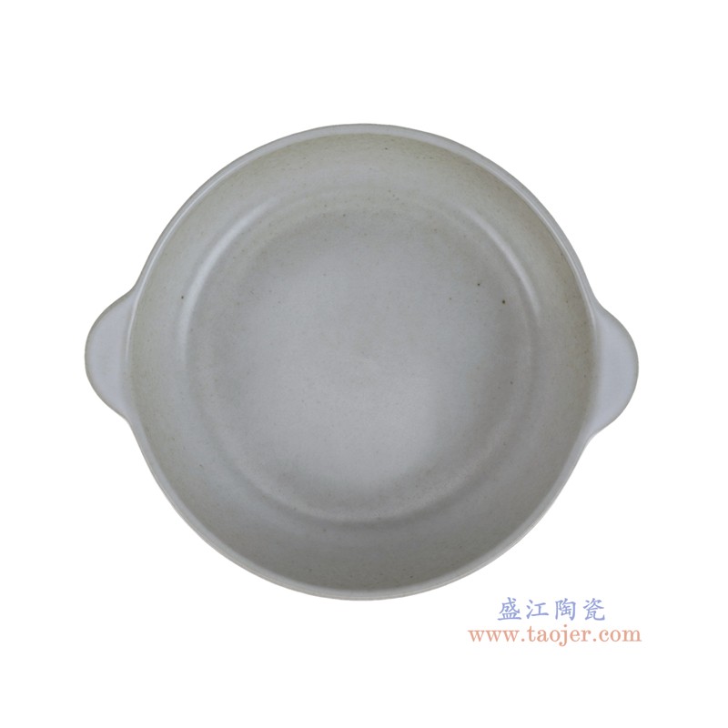 RXDW51-A-S  复古白色黑斑点双耳盘小号