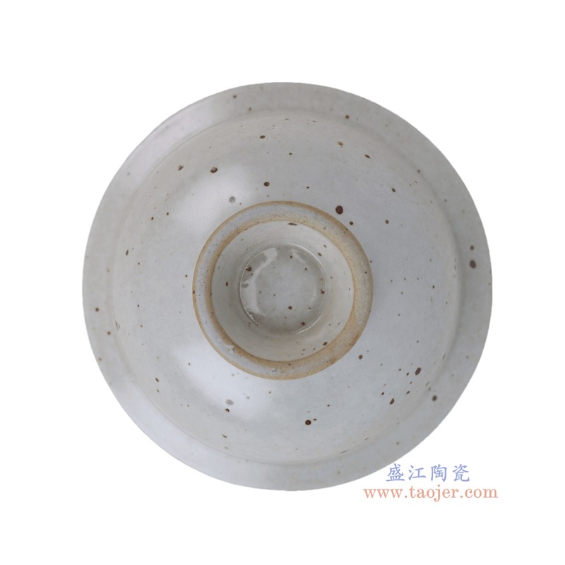 RXDW30-B 复古白色黑斑点高脚宽边奎帽碗