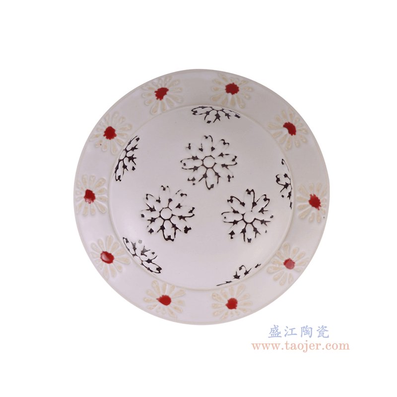 RZTo93-C 白底红绿花卉纹直筒茶叶罐平顶罐
