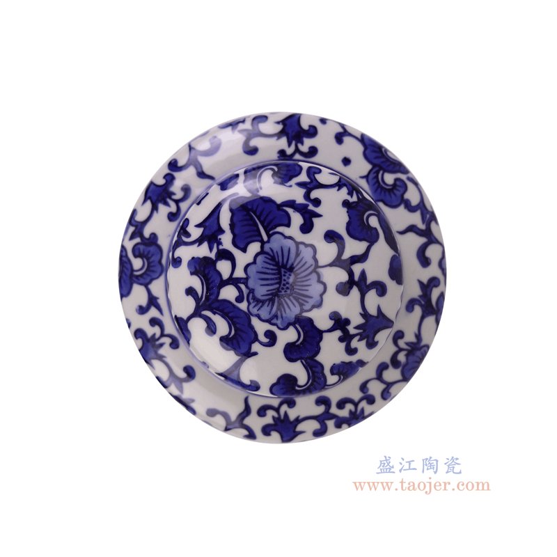 RZTo93-B  青花花叶纹直筒茶叶罐平顶罐