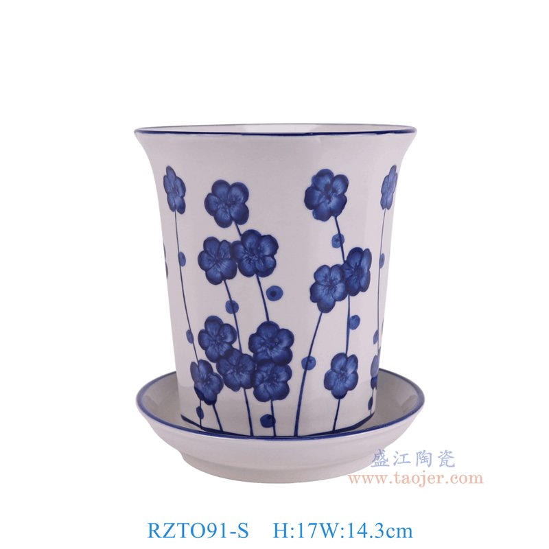 RZTO91-S    青花花卉花盆小号