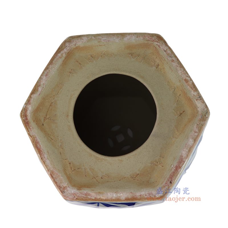 RZOY48-A 青花树叶纹六方凳子