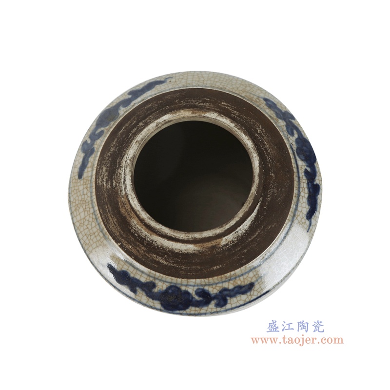 RZTL24-A      青花鱼藻纹开片直筒茶叶罐   