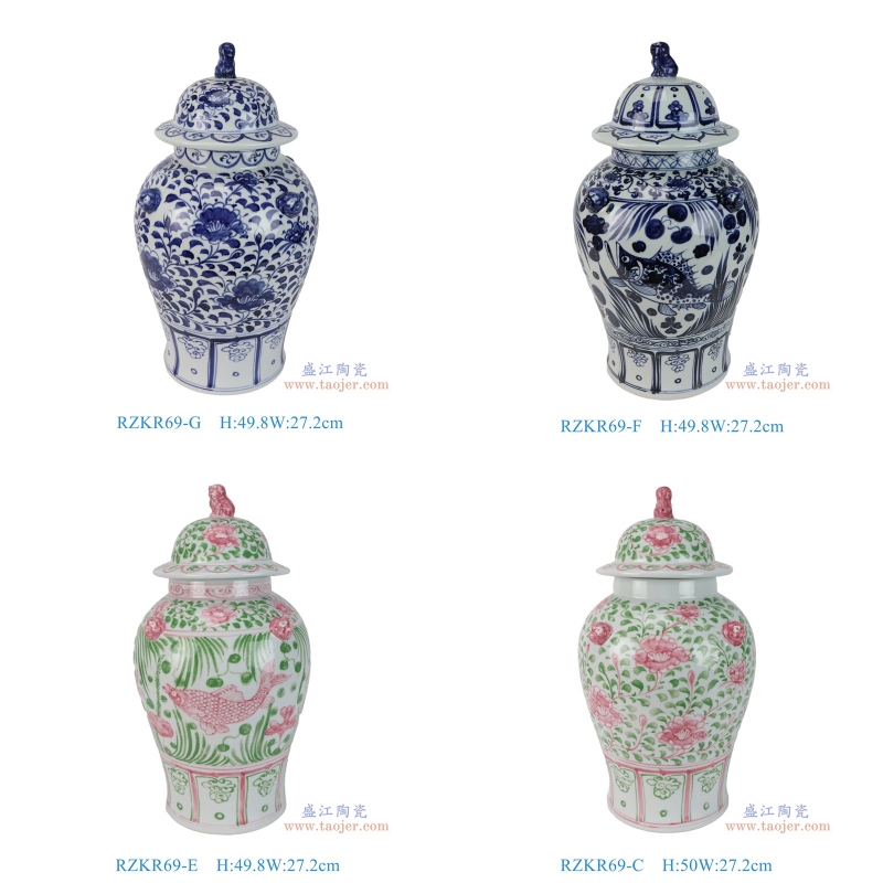 RZKR69-G-C-F-E拼图 手绘青花将军罐系列