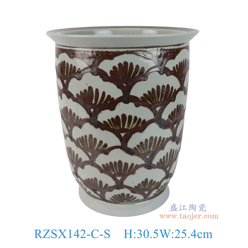 RZSX142-C-S 仿古脚踩泥铁锈红海浪海水纹箭筒伞筒