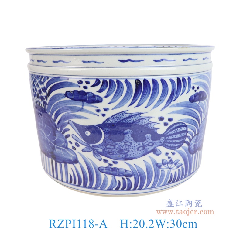 RZPI118-A 青花鱼藻纹笔筒小缸