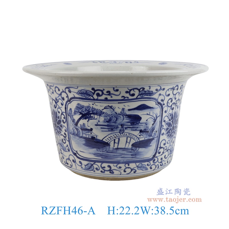 RZFH46-A 青花缠枝莲开窗宽口缸