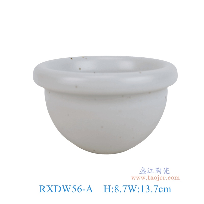 RXDW56-A    复古白色黑斑点卷口碗小缸