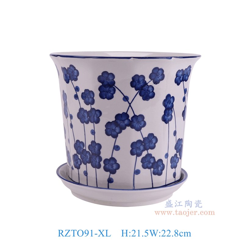 RZTO91-XL 青花花卉花盆加大号