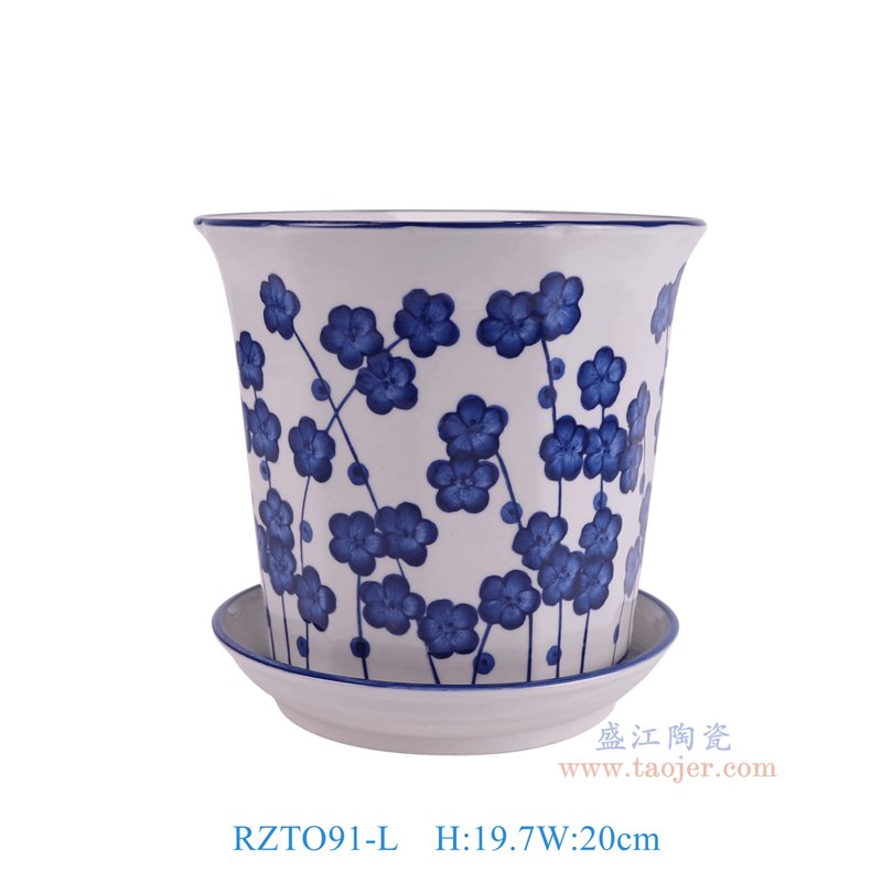 RZTO91-L    青花花卉花盆大号
