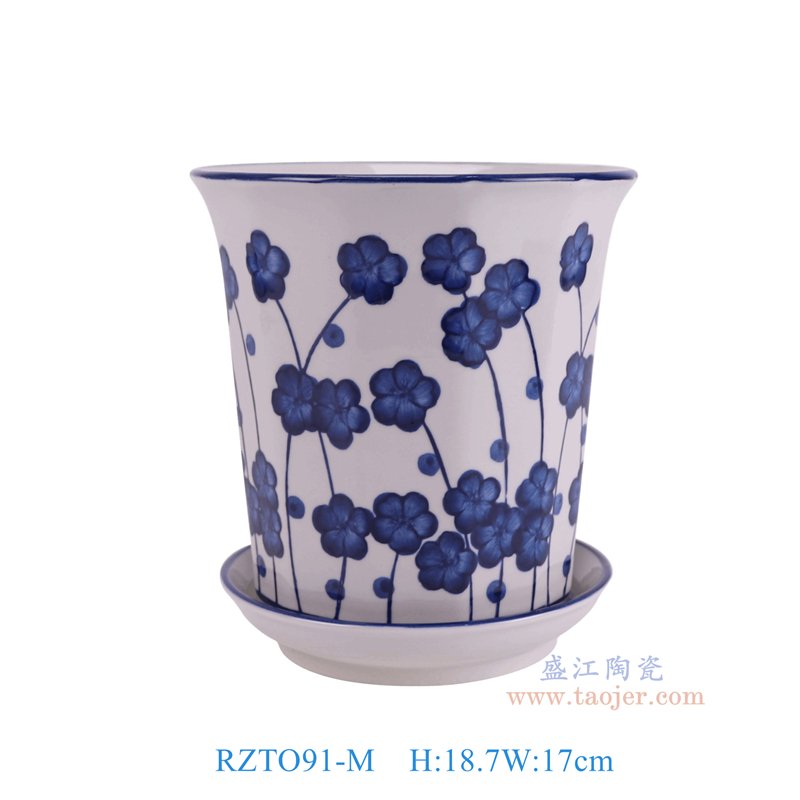 RZTO91-M    青花花卉花盆中号