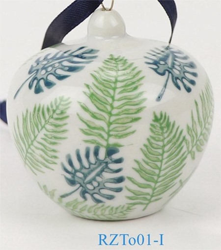 RZTO01-I 绿色树叶苹果罐吊坠