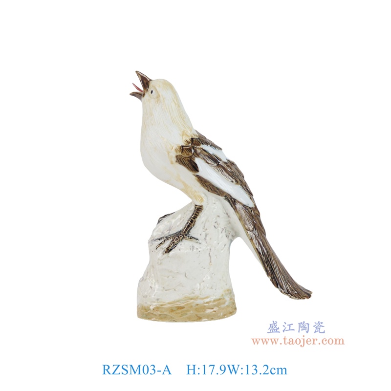  RZSM03-A  窑变白鸦小鸟雕塑       