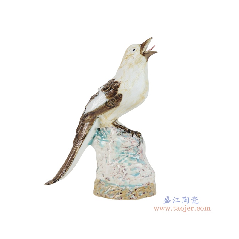  RZSM03-A  窑变白鸦小鸟雕塑       