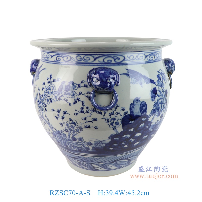 RZSC70-A-S    青花八仙人物狮耳大缸   