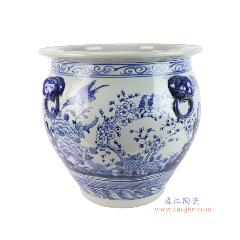 RZSC70-A-S    青花八仙人物狮耳大缸   