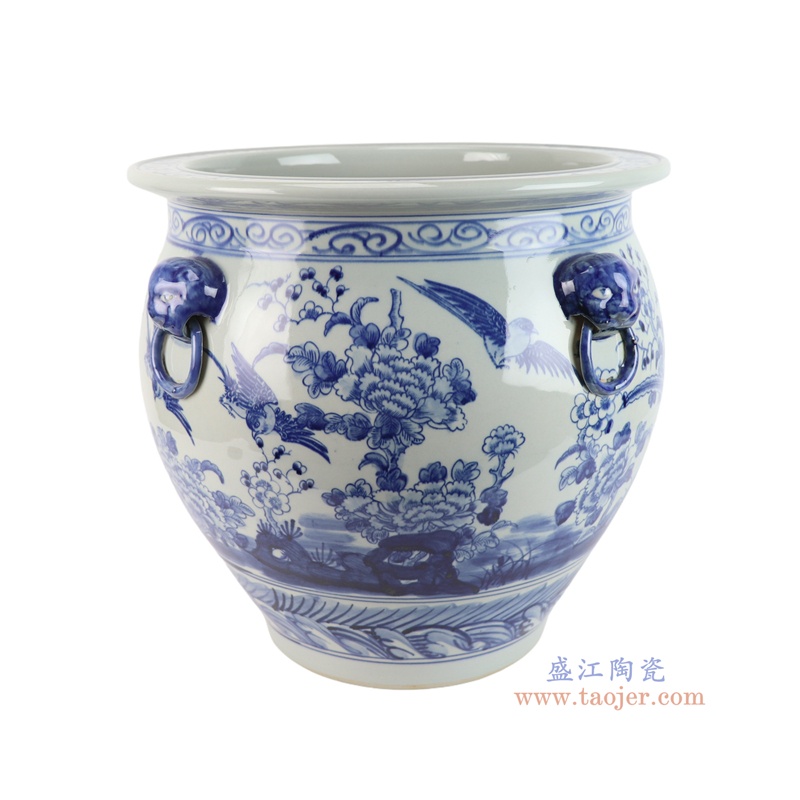 RZSC70-A-S    青花八仙人物狮耳大缸   