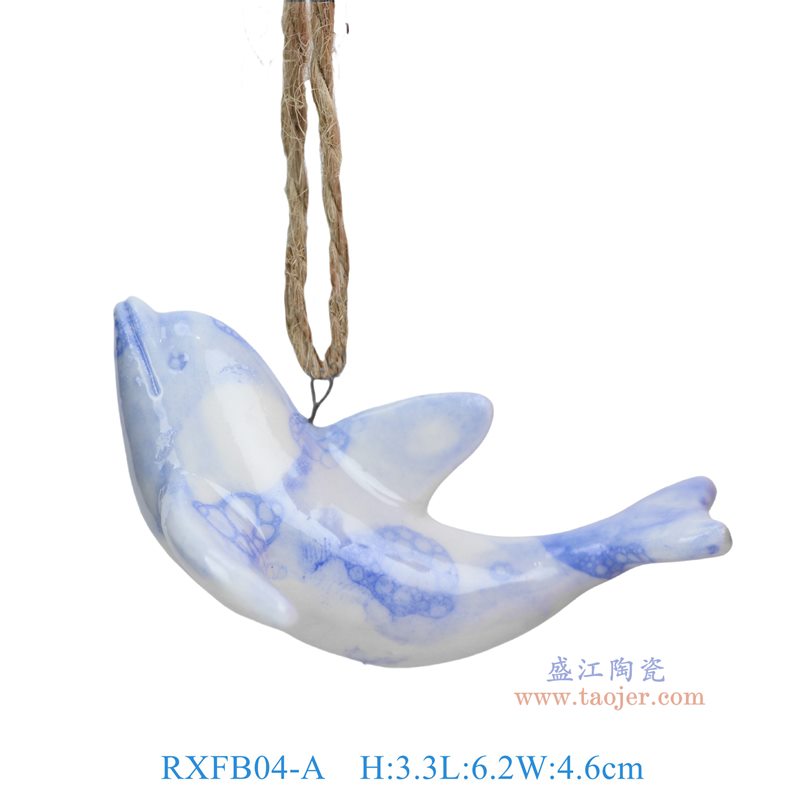 RXFB04-A 蓝色泡泡釉海豚雕塑