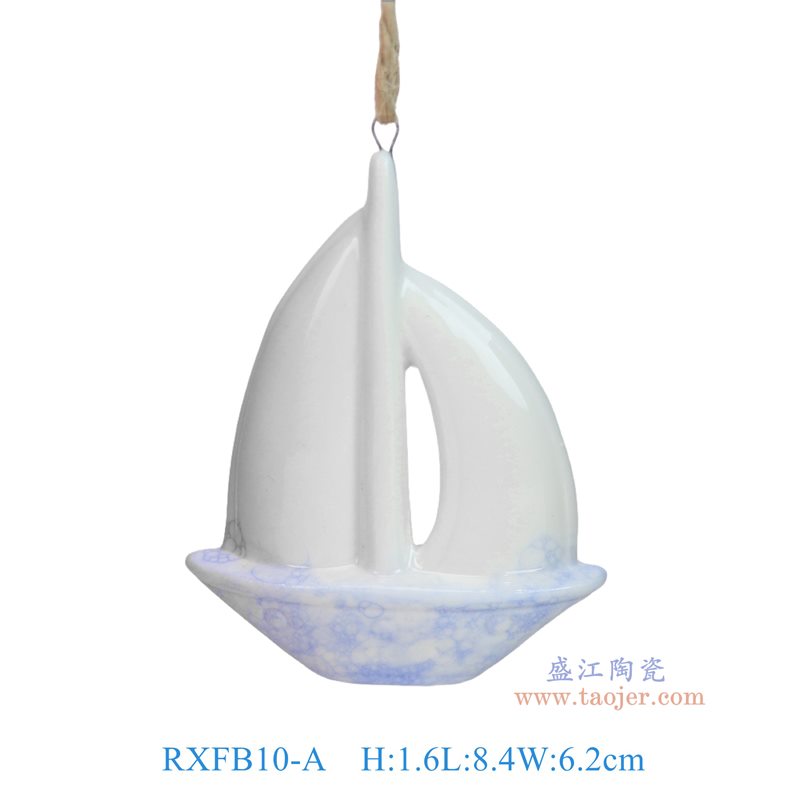 RXFB10-A 蓝色泡泡釉帆船雕塑