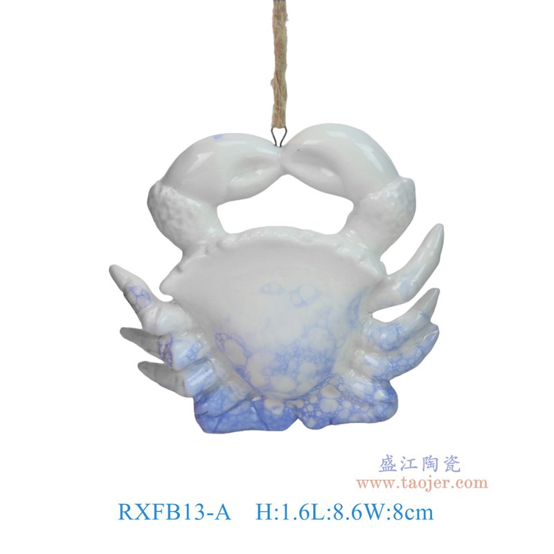 RXFB13-A 蓝色泡泡釉螃蟹雕塑