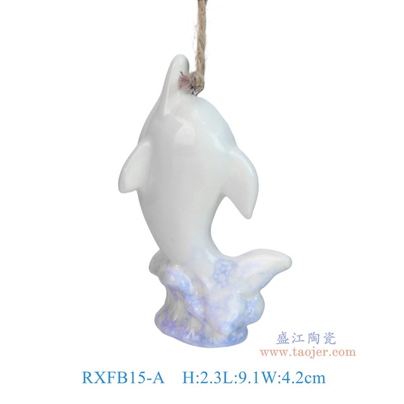 RXFB15-A 蓝色泡泡釉海豚雕塑