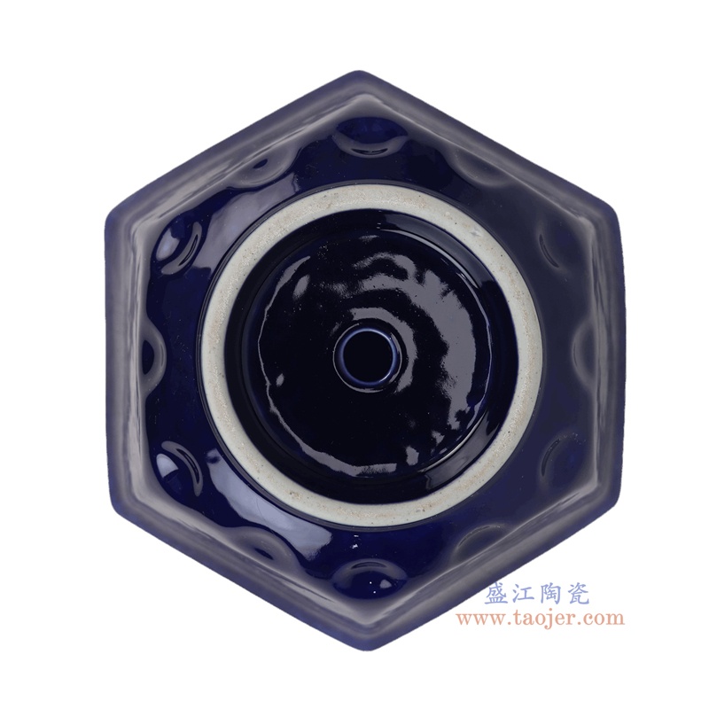 RZGY23-A  祭蓝六角大碗花盆