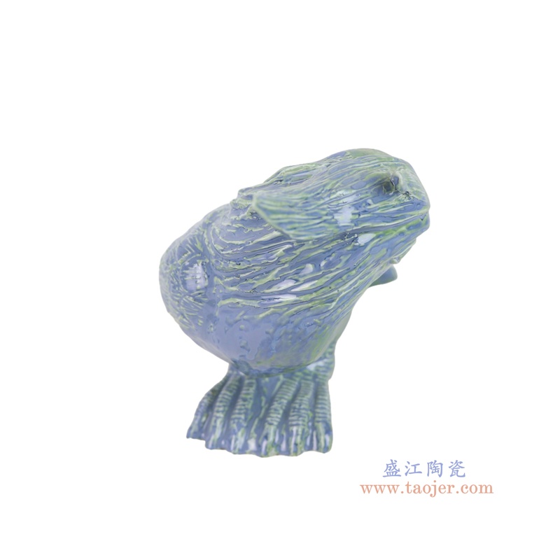 RZSM05-A    蓝绿相间窑变鸦小鸟雕塑  