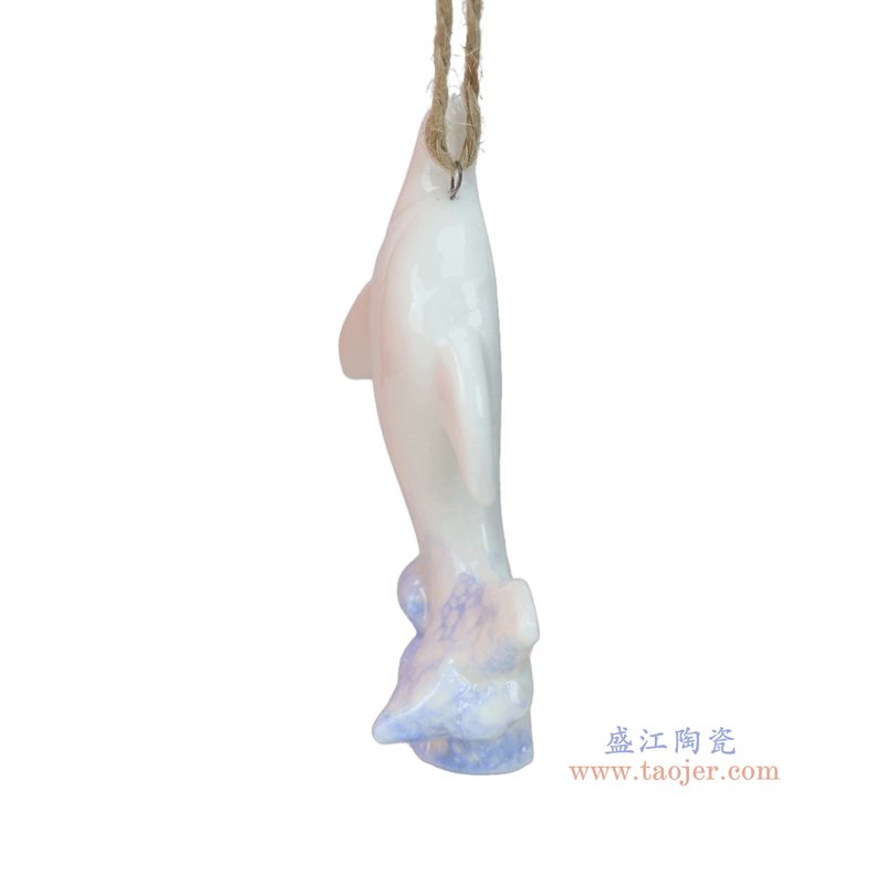 RXFB15-A  蓝色泡泡釉海豚雕塑 