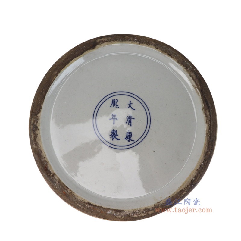 RZSY30-B  粉彩绿底群仙拜寿人物双耳花瓶