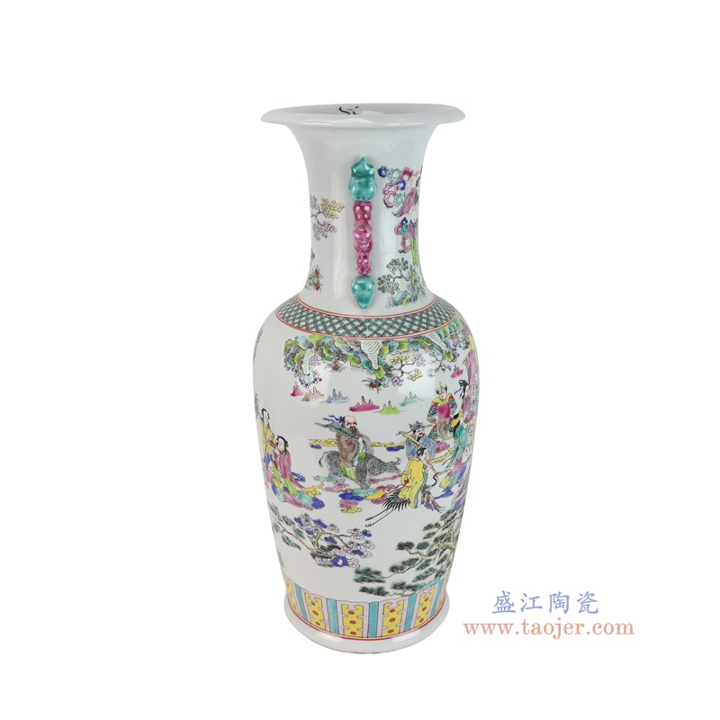 RZSY30-A    粉彩群仙拜寿人物双耳花瓶