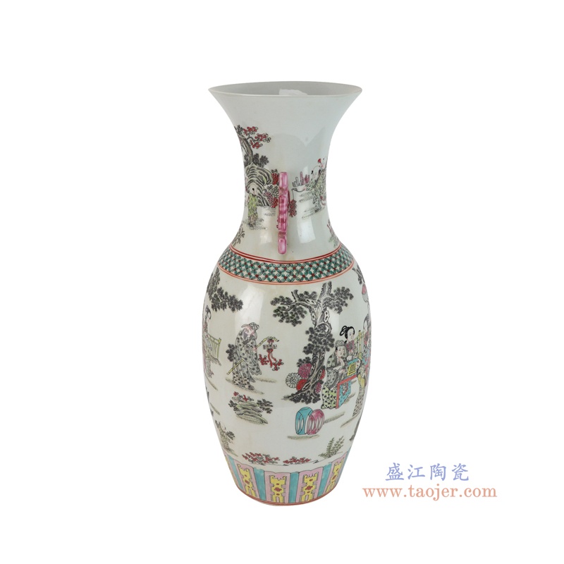 RZSY29-A   粉彩仕女人物双耳花瓶 