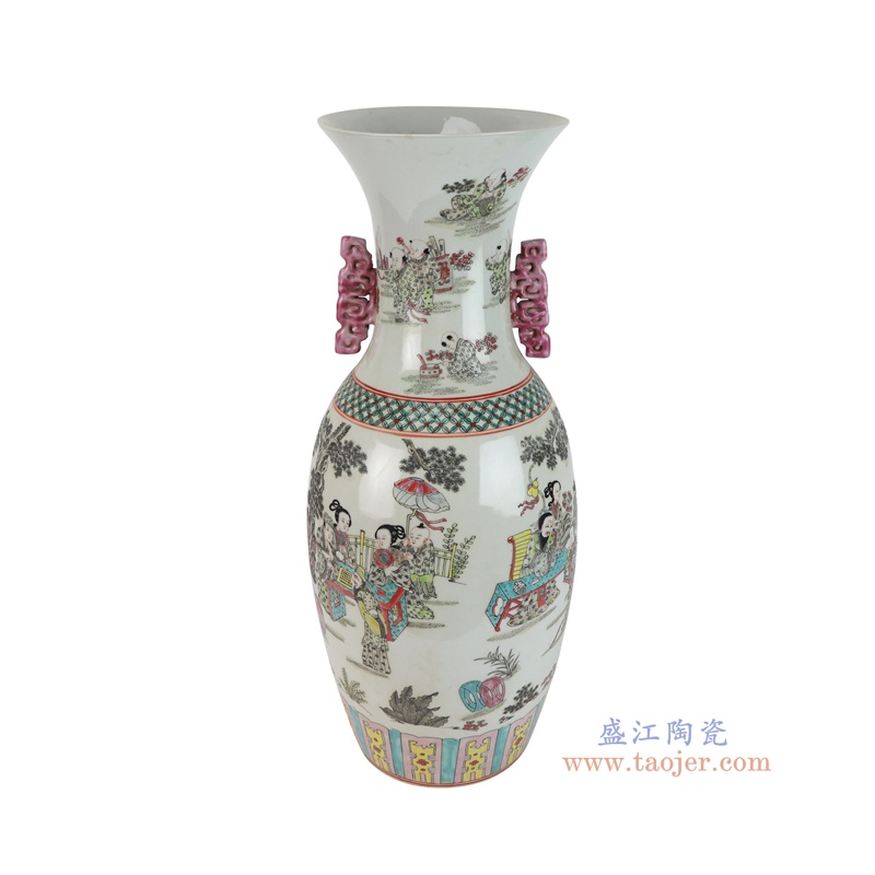 RZSY29-A   粉彩仕女人物双耳花瓶 
