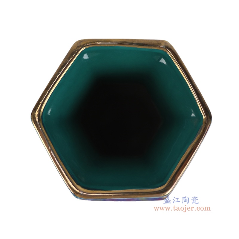 RZQQ05-B 紫色底珐琅彩走兽六方花瓶