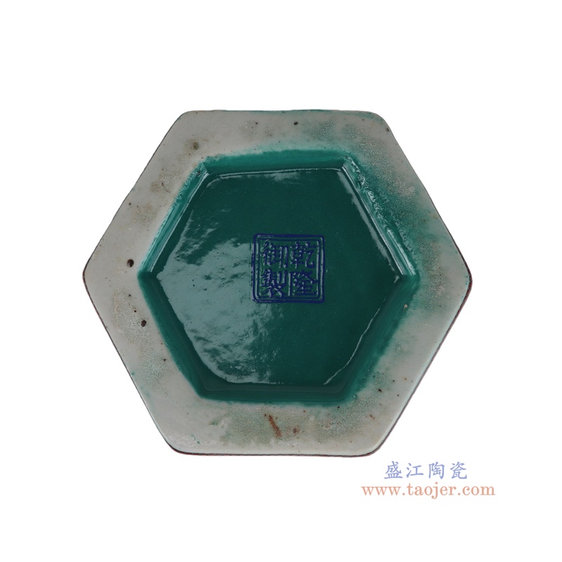 RZQQ05-C  万花底珐琅彩花鸟六方花瓶